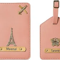 celed Celedhub Personalized Passport Cover & Luggage Tag Combo | Custom Name Travel Gift Set (Pinkish)-picture-52