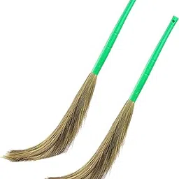 Zureni ZN-BR-06 Sphere Floor Broom with Natural Soft No Dust Grass Long Stick Jhadu for Home Pantry Office Cleaning (2 Pcs, Random Colours)-picture-25