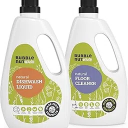 BubbleNut Wash Natural And Organic Dishwash Liquid (1000 ml), Soap nuts based, Green, Baby safe, Dish washing liquid (Dishwash + Floor Cleaner 1 Lit)-image-2