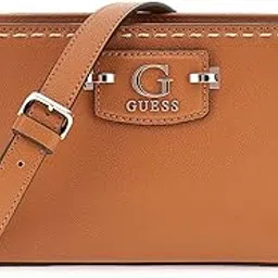 guess Caramel Textured Nastra Mini Crossbody Top Zip Bag image 1