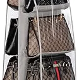 GBMI Handbag Organizer, Bag Organiser for Ladies Handbags, Purse, Clutch, clothes organiser for wardrobe, Purse Organiser With Hanger, Women, Non-Woven (8 Pocket- 110 X 35 X 35 Cm (Pack Of 1), Grey)-picture-20