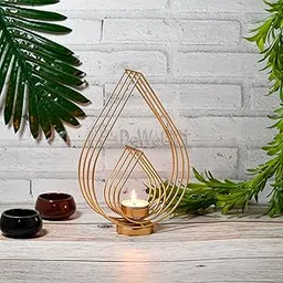 DeWoGift Metal Tealight Candle Holder for Home Decor, Diwali Gift Items, Diwali Decoration Items for Home Decor(Gold)-picture-10