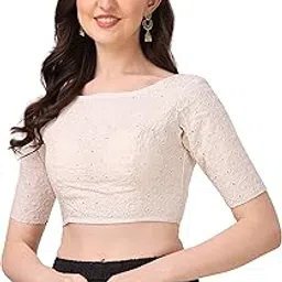 oomph! Stretchable Half Sleeve Readymade Blouse for Women, Regular Lycra-picture-43
