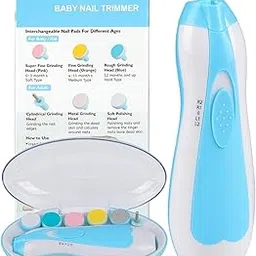 ROMINO Baby Nail Trimmer New Born Electric Safe Baby Nail Clippers Nail Cutter for Baby wih Light (Blue)-image-8