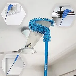 Microfiber Feather Duster - 60" Extendable Pole, Washable & Bendable Multipurpose Dusters for Ceiling Fan Cleaner, Window Blinds, Furniture (Microfiber Fan Duster)-picture-21