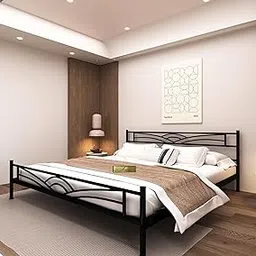 Aroma Metal Painted Frame King Size Bed | Metal Double Bed With Headboard & Footboard | Bed For Bedroom | Iron Black-image-10