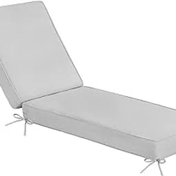 Sundale Outdoor Olefin Chaise Lounge Cushion, Water-Resistant Patio Lounge Chair Cushion, Thick Lounger Pad with 8 Straps Light Gray, 72 x 21 x 4 Inches-picture-13