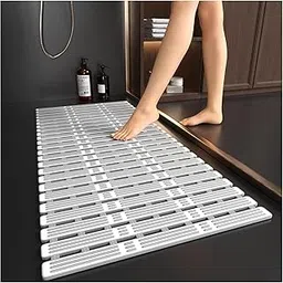 Deoxys Shower Mat Non Slip Anti Mould, 70x40CM Bath Mat Non Slip for Tub, Quick Drain TPE Bathtub Mat with Suction Cups, Bathroom Accessories, Cut to Size, Grey-picture-27