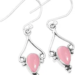 jeweloporium Boho Handmade Jewelry Natural Gemstone Agate, Amber, Moonstone, Onyx Pear Genuine 925 Sterling Silver Drop Dangle Earring For Women-picture-20