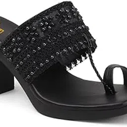 aroom Women's One Toe Block Heels Sandals Comfortable & Stylish Sandals for Women & Girls-picture-12