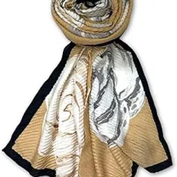 fahabo Pleated Printed Viscose Cotton Scarf for Women – Lightweight Hijab & Stole Wrap | Stylish Neck/Head Scarf | 73 x 30 Inches image 1