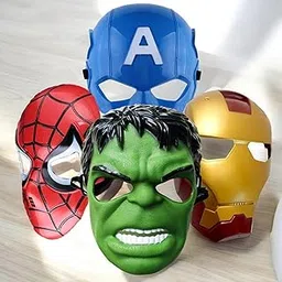 Super Hero Set of 4 Superhero Cartoon Plastic Mask for Kids Roleplay - Superhero Birthday Party Props Return Gift (Superhero-Face-Mask) (Super-Hero-Mask-4pcs)-picture-32