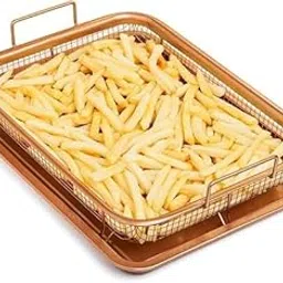 HOMETIC Copper Crisper Basket Set with Nonstick Coating, Mesh Basket for Even Cooking, Includes Baking Pan for Easy Cleanup-picture-66