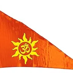 La Jarden LARGE Yellow Aum printed on silky satin orange flag, Orange OM flag for Yoga, Meditation, Omshanti bhawan, Bhagwa dhwaj for temple, house & religious purpose, bhagwa, flag (36x54 inches) 1 nos. (Yellow Sun rays bold)-image-19