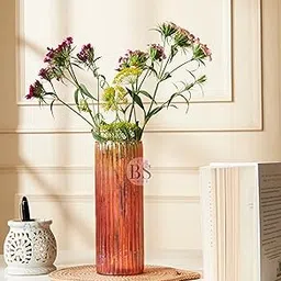 Bs amor Glass Cylinder Vases 8.5 Inch Tall - Multi-use: Pillar Candle, Floating Candles Holders or Flower Vase – Perfect as a Wedding Centerpieces Pack of 1 Silaidar(Orange)-picture-11