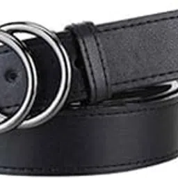 Krizone Women’s Faux Leather Belt with Double Ring Buckle | Stylish Black Waist Belt for Jeans, Dresses & Casual Wear-picture-22