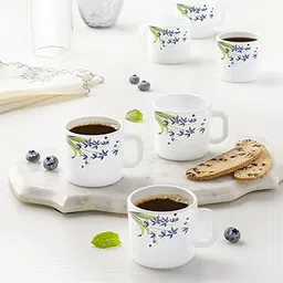 Larah By Borosil Ocean Opalware Cup Set of 6 pcs | Tea/Coffee Cups 90 ml | Microwave & Dishwasher Safe | Bone-Ash Free | Crockery Set Ideal for Daily Use & Gifting, White-picture-14