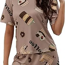 smowkly Women's Casual Printed Cotton Blend Nightsuit Co-ord Set || Short Cute Pajama & Top Night Dress || Everyday Nightwear Pyjama Set-picture-33