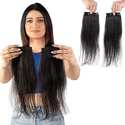 Capilus Clip-in Side Patch, Natural Human Hair, Pack of 2, Wavy, Black, for Women (Natural Black, 16 inch)-picture-23