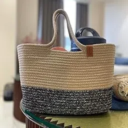 ST SAPROSE Polypropylene Rectangle Tiffin Basket Carry Bag, Storage Basket, Lunch Bag, Tiffin Basket, Handbag Lunch Box And Water Bottle, (28 X 19 X 28 Cm) - Khaki Silver-picture-35