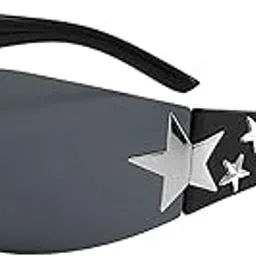 godsdwares Y2K Glasses, Futuristic Sunglasses for Men, Stylish Five-Point Star Design, Fashion Accessory for Urban Sports and Casual Wear image 1