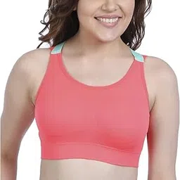 shoppy villa with sv logo Shoppy Villa Sports Bras for Women,Sexy Racerback mediam supportgym Bra with Removable pad (Orange,fit up to 36)-picture-32