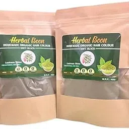 HERBAL BOON Homemade Organic Hair Colour – Soft Black | Natural Herbal Powder, Black-picture-55