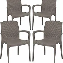 SkyGlamour Supreme Texas Heavy Plastic Chair for Indoor/Outdoor Use | Plastic Chairs Set of 4| Color: Champagne; Set of 4-picture-32