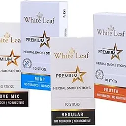 White Leaf Ayurvedic & Herbals Clove, Mint, Regular & Frutta Flavour Cigarette, Tobacco and Nicotine Free Herbal Smoke Sticks Pack of 4 (40 Sticks)-picture-34