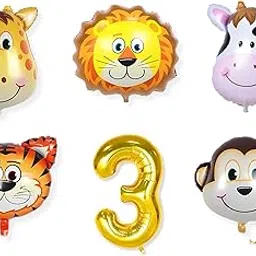 Mystic Toy Store 3rd Animal Balloons for Birthday Decoration Kit 3 year Old Baby Boys Girls Kids 5 Pcs Animal Theme Foil Balloons Decoration Set Items-picture-31