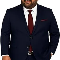 ifox lifestyle Men's Plus Size Navy Blue Formal Blazer, 2-Button Single Breasted, Notch Lapel-picture-12