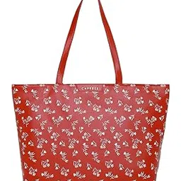 caprese Merida Tote Bag, Large | Stylish Floral Print Handbag for Women with Laptop Compartment | Spacious, Versatile Office & Daily Essentials Tote | Shoulder Straps, Zip Closure (Red)-picture-16