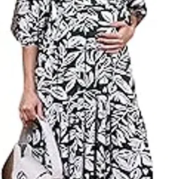 Women's Floral Print Rayon Green Color Maternity Maxi Dress-image-7