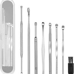 8 Pcs Ear Pick Earwax Removal Kit, Geengle Ear Cleansing Tool Set, Ear Curette Ear Wax Remover Tool With A Cleaning Brush And Storage Box-image-2