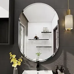 ALFA Design 18" x 12" Frameless Capsule-Shaped Wall Mirror – Modern Bathroom Mirror for Horizontal or Vertical Hanging-image-7