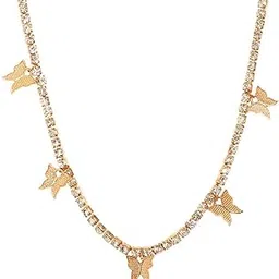 sorellaz Womens Golden Butterfly Imitation Diamond Necklace: SRFAJW/A054-picture-33