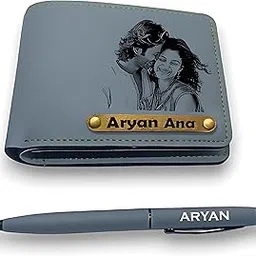 laser guru Men's Personalized Wallet & Pen - Custom Engraved Wallet Made of Vegan Leather (Faux Leather) with Your Image & Name Unique Birthday, Anniversary Gift for Men.-picture-41