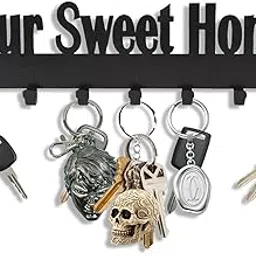 Sehaz Artworks Key Holder for Home Decor Stylish | Key Hangers for Wall | Key Stand | Key Chain Holder | Wall Stand Holder - Our Sweet Home Metal Keyholder-image-89