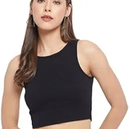 Women Solid Fit Crop Top-image-85