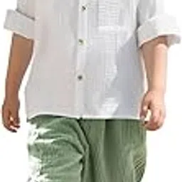 bold n elegant Boys Cotton Linen Muslin Solid Shirt and Pants Clothing Set| Stylish Shirt Pants Coord Set-picture-18