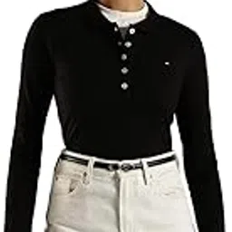 tommy hilfiger Women's Solid Slim Fit Polo Shirts (F25HWKT283_Black S)-picture-43