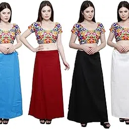pistaa's Combo Of 4 Women's Cotton Best Indian Comfortable Readymade Inskirt Saree Petticoats-picture-17