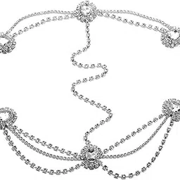 yellow chimes Head Chain For Women Vintage Crystal Studded Multilayered Headpeice Flapper Forehead Chain For Women and Girls-picture-15