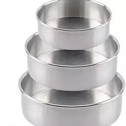 Round Cake Mould Set, 3-Piece Aluminium Baking Pans for 500g, 750g and 1kg Cakes, Grey image 1