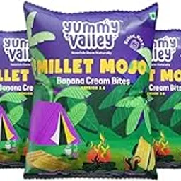 Yummy Valley Millet Mojo Banana Cream Bites - (Pack of 8) Now With 60% Extra | Healthy | Guilt free| Ready to eat Millet snacks | Baked | Zero Maida | Zero Added Preservatives | Zero Palm Oil | Gluten Free | Zero MSG-image-0
