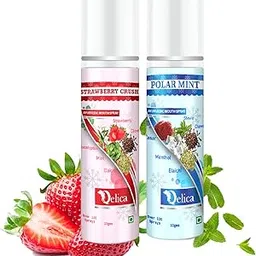 Qelica Polar Mint & Strawberry Crush Ayurvedic Mouth Spray 20 gram Breath Freshener for Oral Hygiene Fresh Breath 100+ Spray for Men and Women Long Lasting, Pocket Friendly image 1