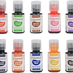 Colourmist Soft Gel Paste Vibrant Food Color Set Assorted 10g each, Pack of 10 Vibrant Colours (Red, Violet, Green, Orange, Brown, Blue, Pink, Yellow, Purple, Black) - BV 3045-picture-64