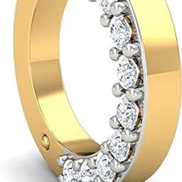 kuberbox 18K Yellow Gold Side Diamonds Nose Ring for Women (Piercing Required)-picture-7