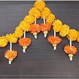 SMIZZY ; (RE) Touching Lives Fluffy Artificial Marigold Flowers Toran for Entrance Door | Toran Bandarwal Genda Phool for Home Pooja Decoration |Navtratri Diwali Festive Decor | 1Pc, Yellow, 52 Inch-picture-10