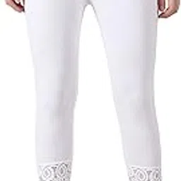 aakrushi Women's Cotton Spandex Leggings with Lace Inset Hem Comfortable Stretchable Deign Bottom Wear-picture-23
